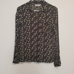 Pull&Bear Black Shirt with Cream Floral Pattern